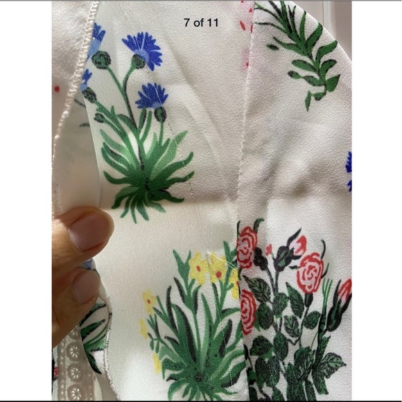 Silk tuxedo pleat ruffle lace flower white dress - Picture 7 of 16